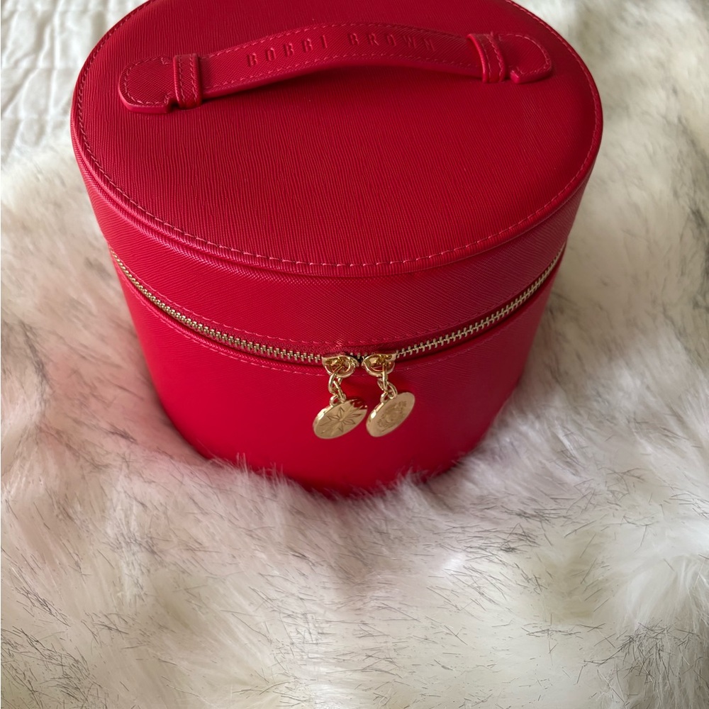 Bobbi Brown Red Cosmetic Case with Gold Zipper
